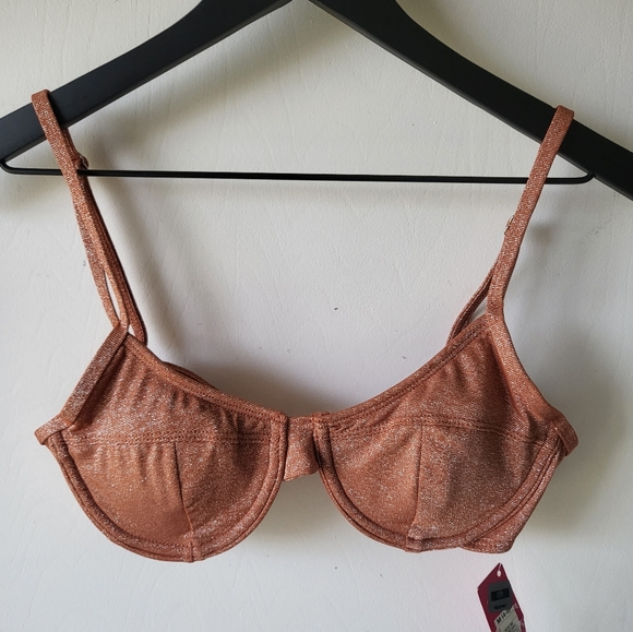 Juniors Xhilaration Burnt Orange Swim Top Size Med - Picture 1 of 4